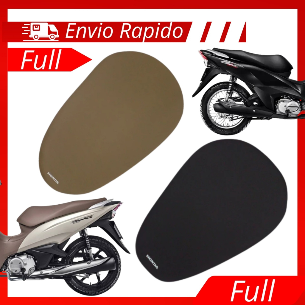 Capa de Banco Honda Biz 125 2009 2010 2011 2012 2013 2014 2015 2016 2017 2018 Preta Lisa/ Caramelo