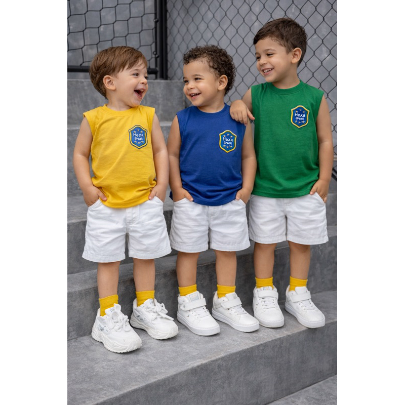 camiseta regata ESTAMPA DO BRASIL ,COPA DO MUNDO  infantil estiloso verão moda menino 02 a 12 anos| REGATA brasil brasão em Oferta na Shopee