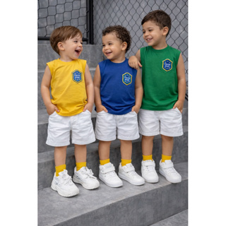 camiseta regata ESTAMPA DO BRASIL ,COPA DO MUNDO  infantil estiloso verão moda menino 02 a 12 anos| REGATA brasil brasão em Oferta na Shopee