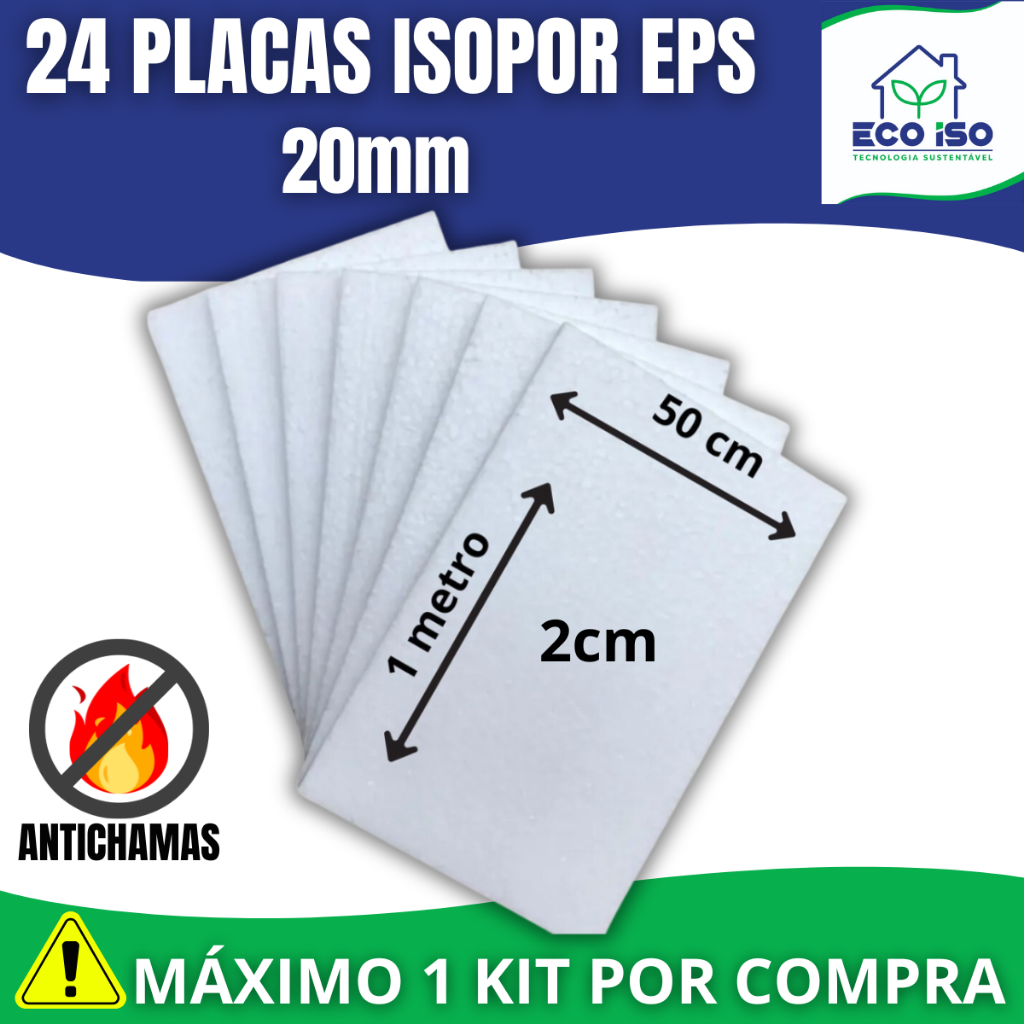 24 Placas de Isopor 20mm 100cm x 50cm x 2cm Forro - Máximo 1 kit por compra