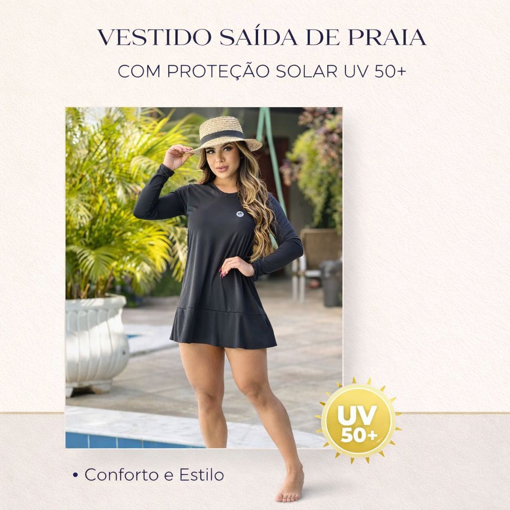 Vestido Saída de Praia com Proteção Solar UV 50+ - Conforto, Estilo e Segurança para Você!