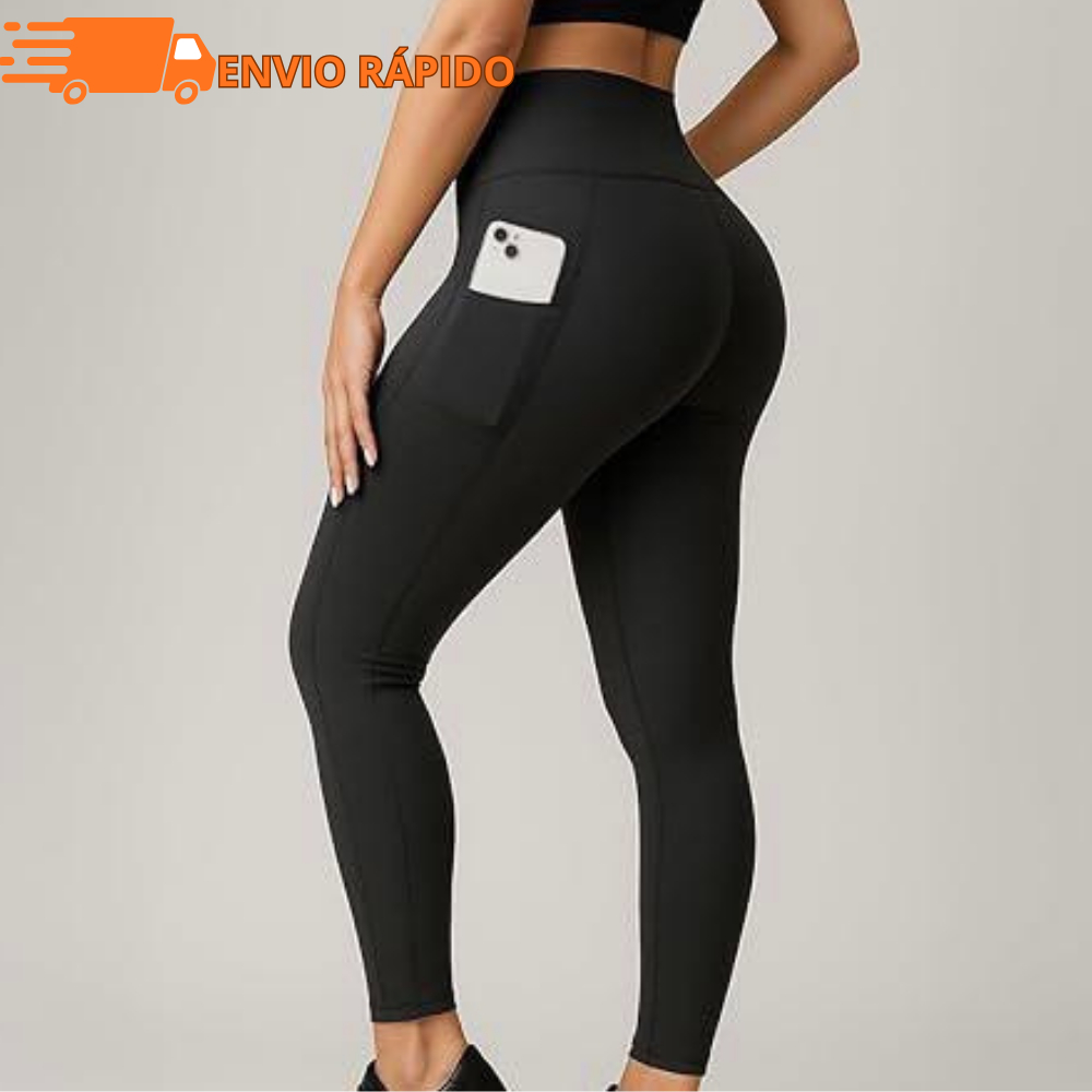 Calça Legging Fitness Cintura Alta com Bolso Lateral Zero Transparência Academia