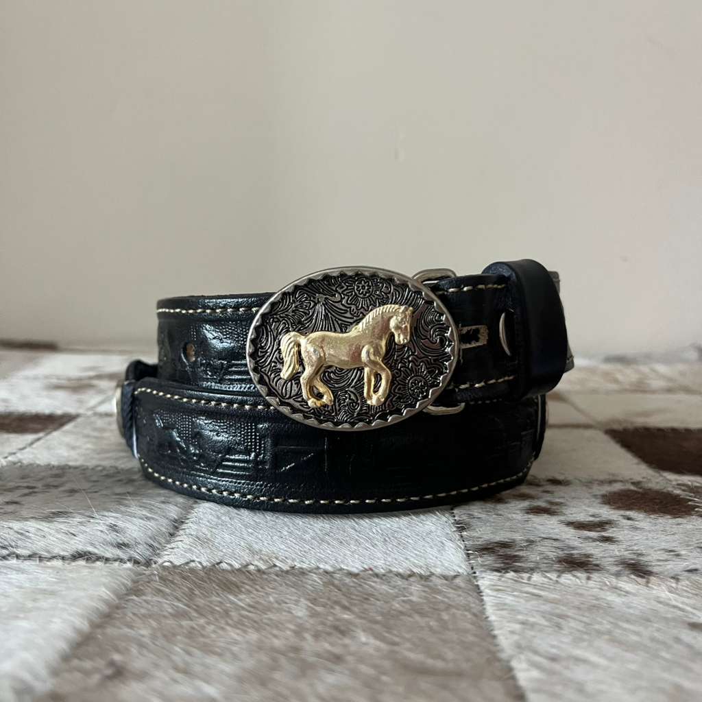Cinto Infantil Aplique Cavalinho Couro Legítimo Muita Qualidade Promoção