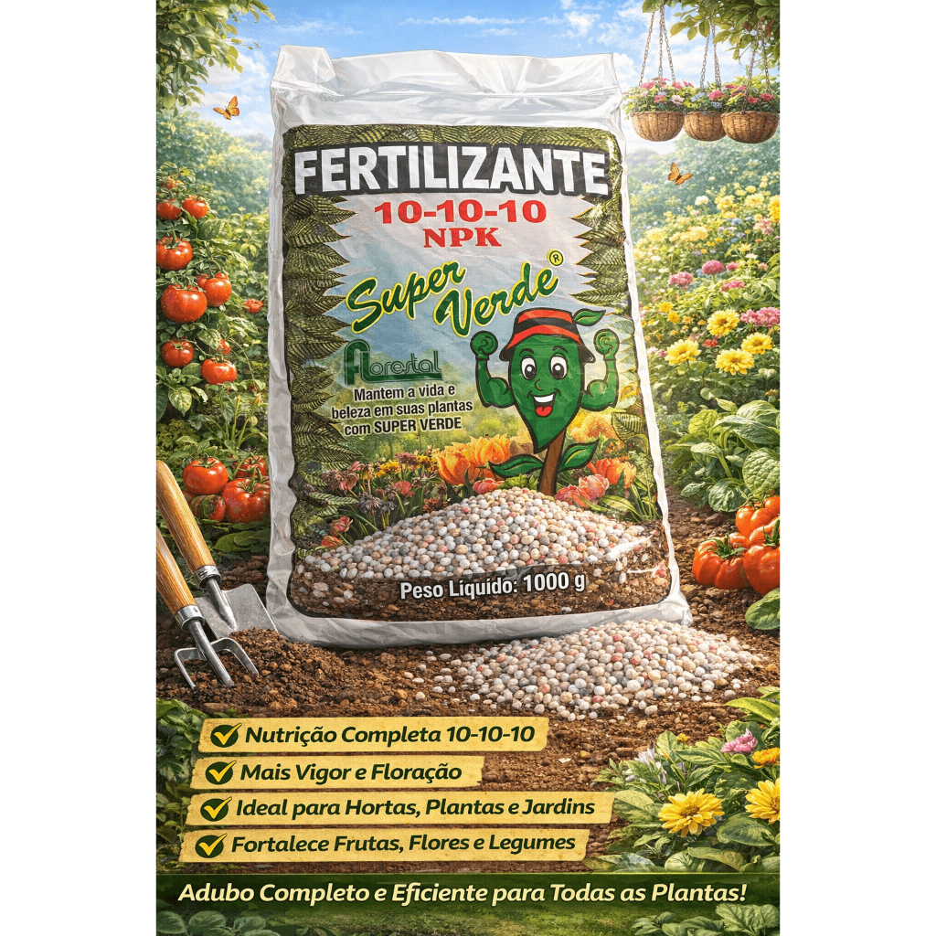 Fertilizante NPK 10-10-10 1kg Adubo Completo para Plantas, Horta e Jardim