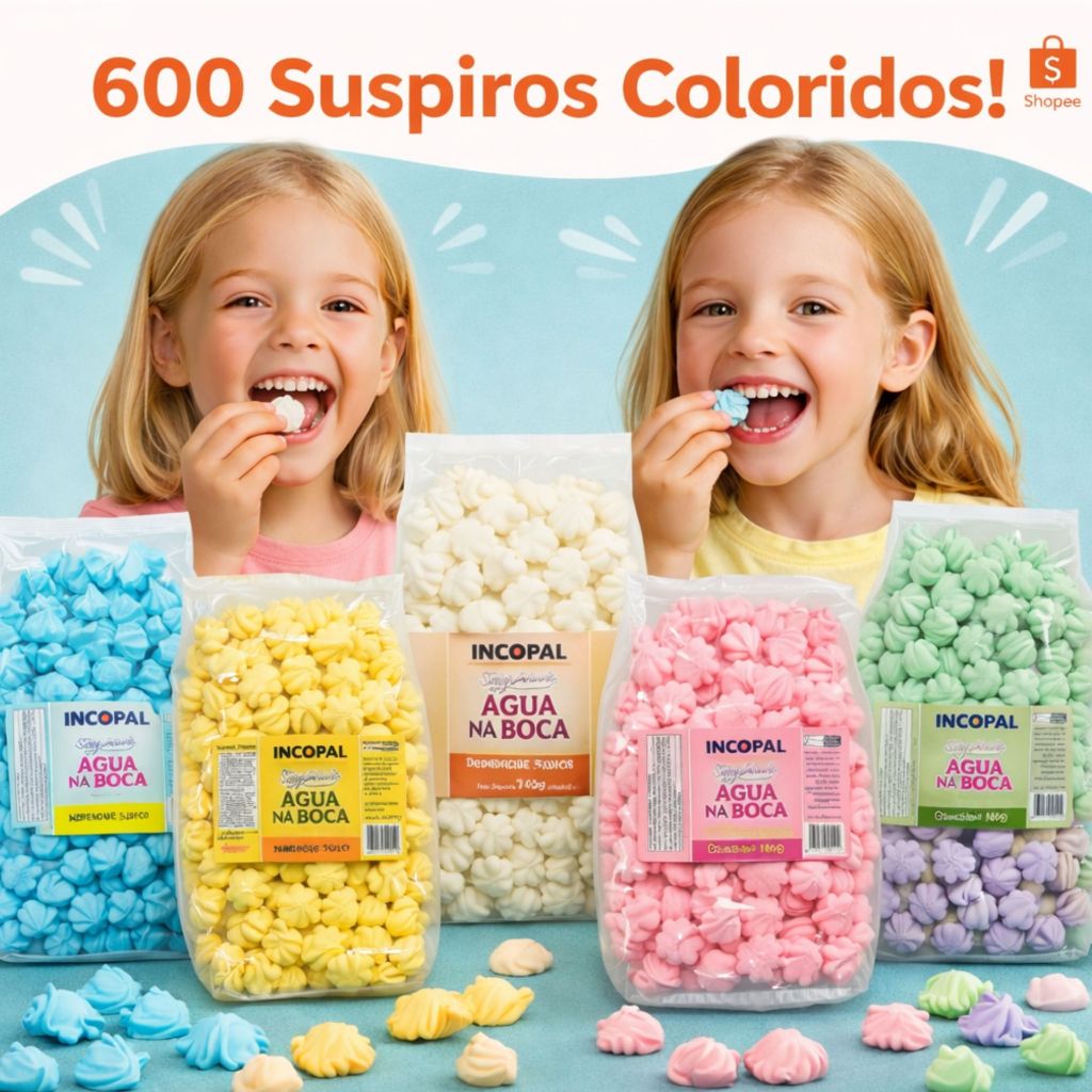 600 Mini Suspiro Colorido p/ lembrancinha - 3x 140g Incopal em Oferta na Shopee
