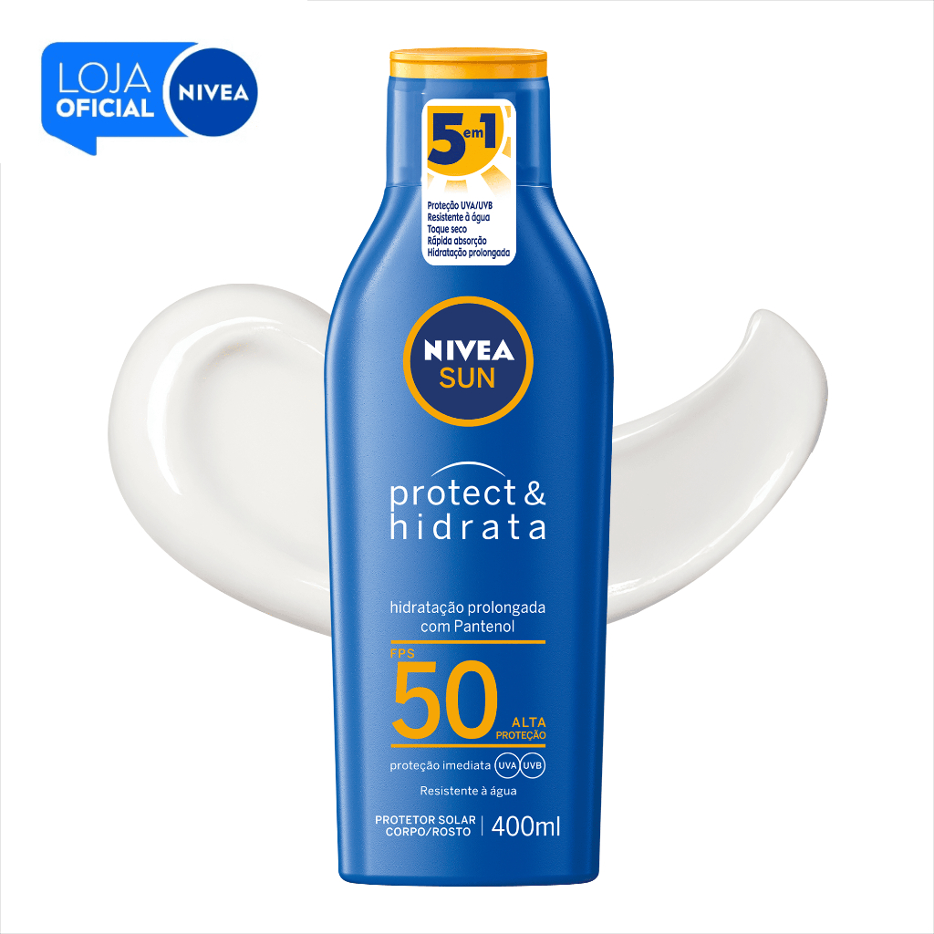 NIVEA SUN Protetor Solar Protect & Hidrata FPS 50 400ml BBB 26 em Oferta na Shopee