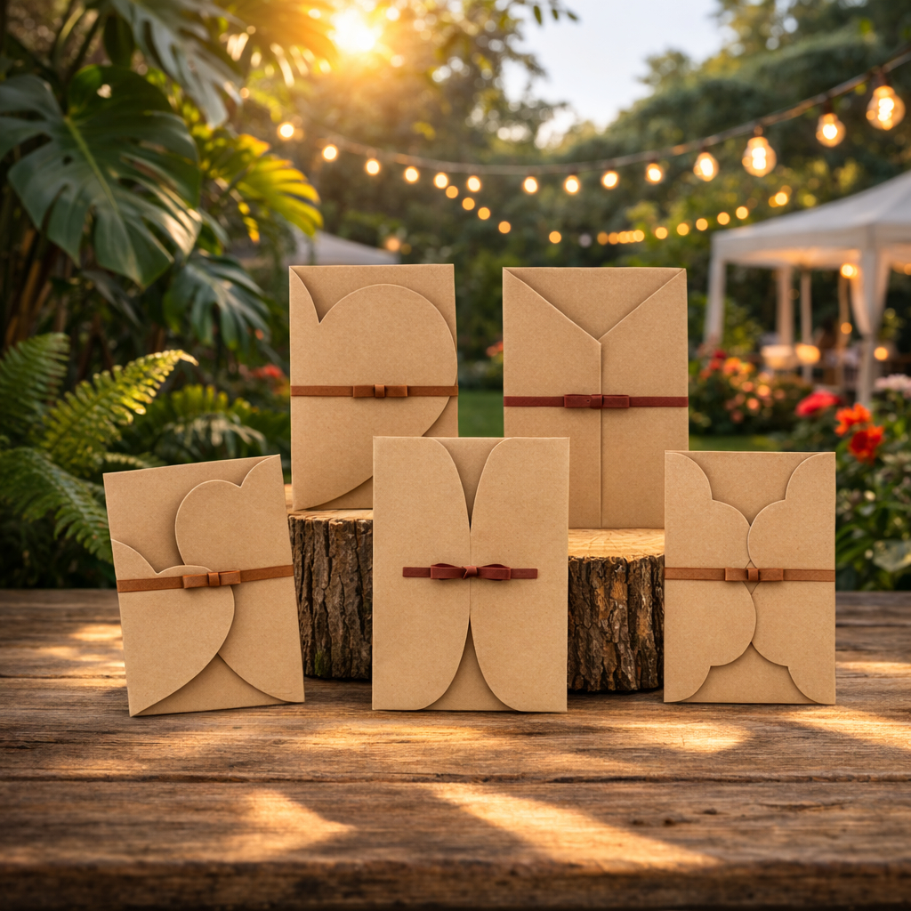Envelopes em papel KRAFT (marrom, rústico) para convites de casamento festa debutante - DIVERSOS MODELOS