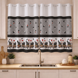 Cortina de Cozinha Oxford Estampado janela vitro em Oferta na Shopee