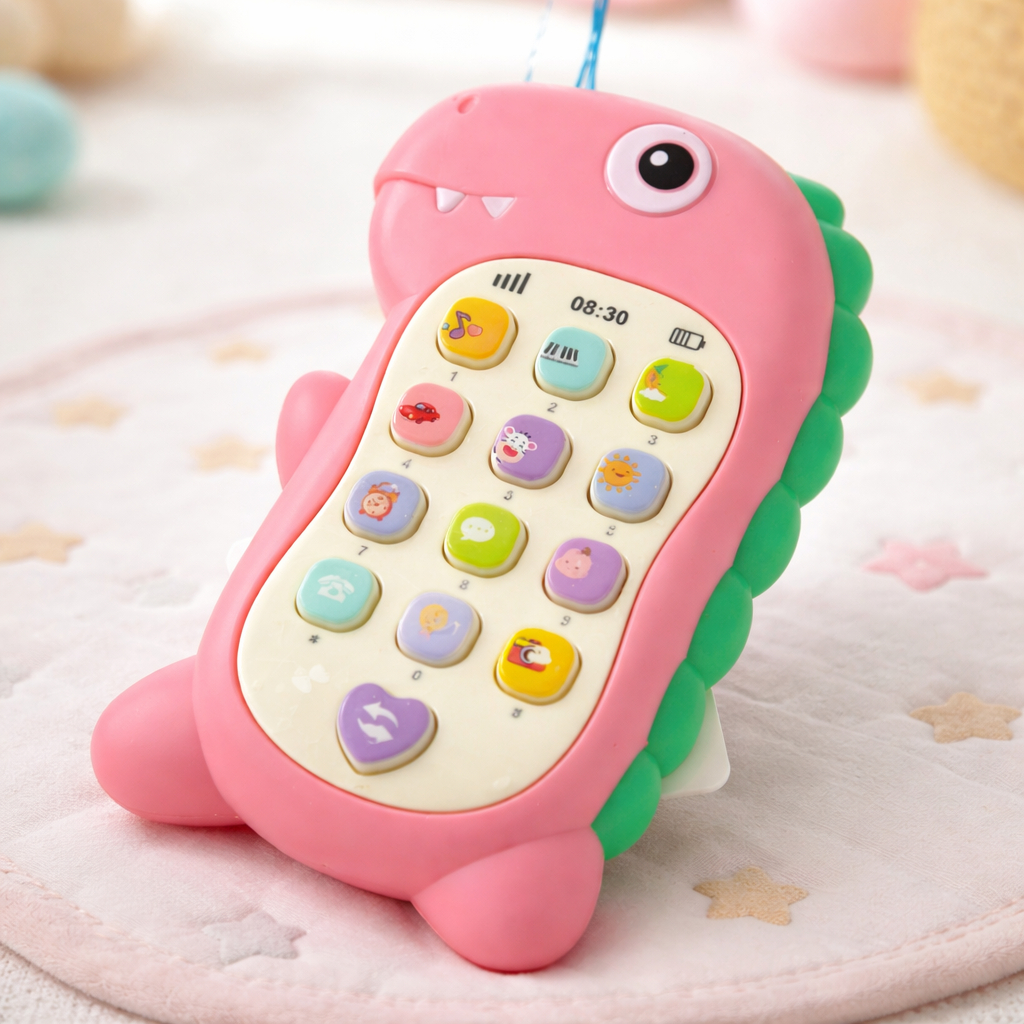 Celular Infantil Educativo Musical com Mordedor Dinossauro para Bebê