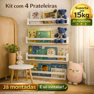 Revisteiro Infantil Montado  60cm Ultra Grande 1-3 Prateleira de Parede Livros e Brinquedos em Oferta na Shopee