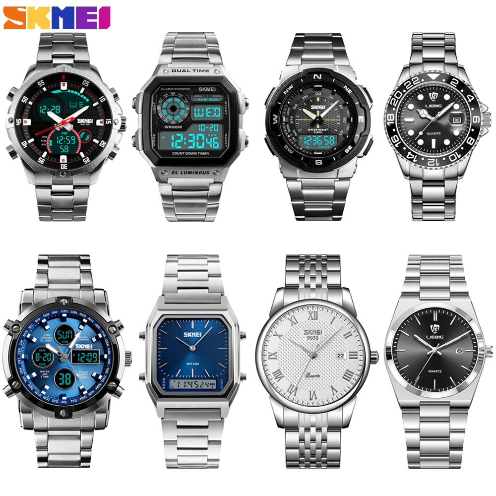 SKMEI Relógio de quartzo elegante e luxuoso com pulseira de metal Vários estilos à sua escolha em Oferta na Shopee