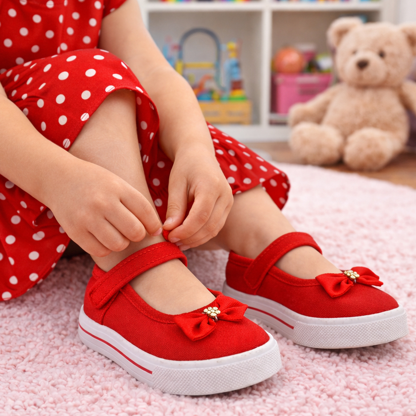 Tênis Infantil Menina Boneca Detalhe em Laço Fecho Rápido Calçados de Menina Sapatilha Bonequinha em Oferta na Shopee