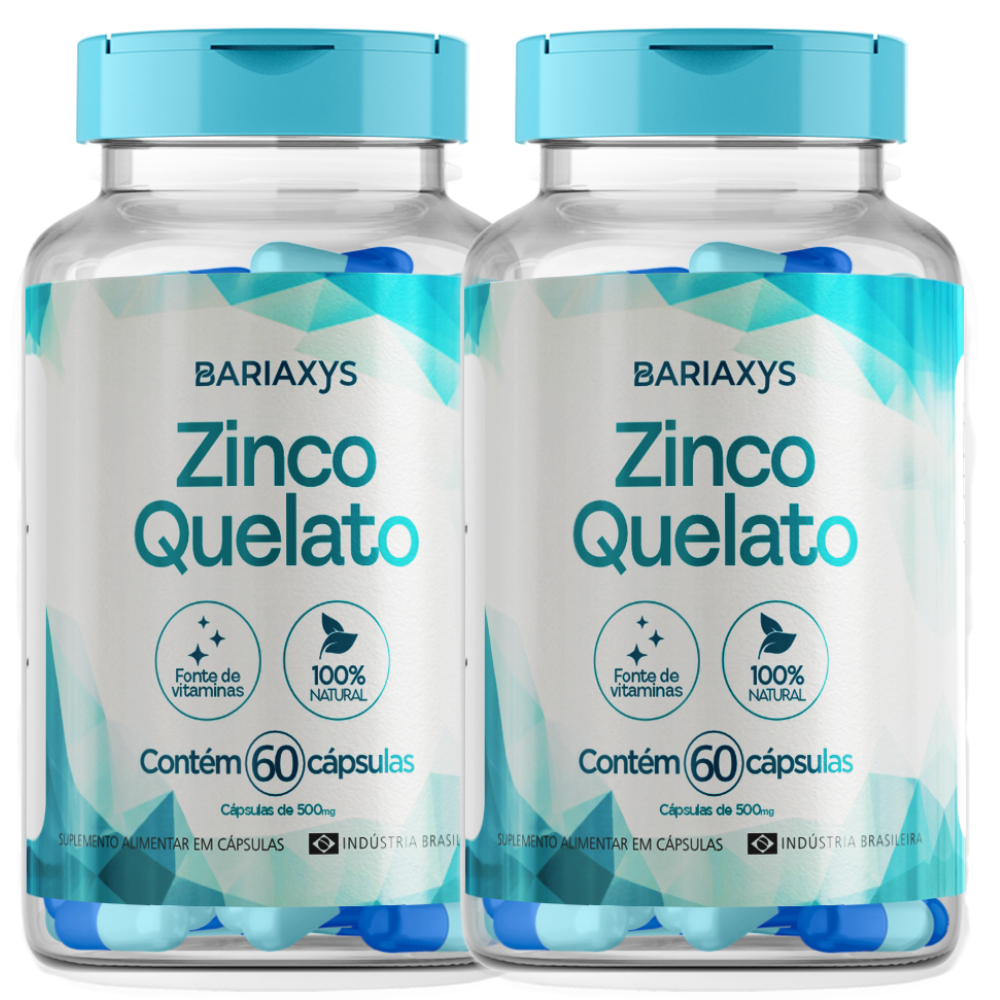 Zinco Quelato BariasyS 60 Cáps – Alta Absorção e Biodisponibilidade para Pós-Bariátrica – 2 POTES