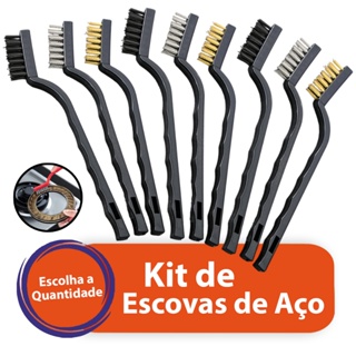 Kit Escovas Escovinhas Aço Multiuso Limpeza Limpa Grelha Churrasqueira Conjunto Jogo Cobre Nylon em Oferta na Shopee