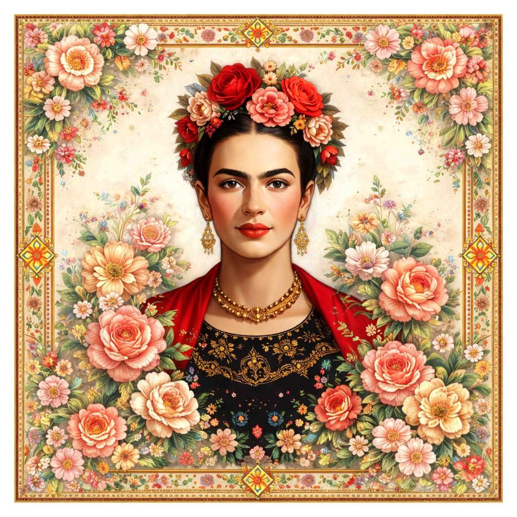 Pareô /Canga Feminina /Estampa Floral Frida Kahlo 02 /  Corte a Laser | Saída de Praia | Moda Praia Verão