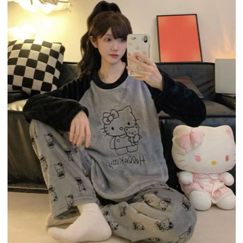 Pijama Stitch Duas Peças Blusa E Calça Em Plush Quentinho Para Inverno