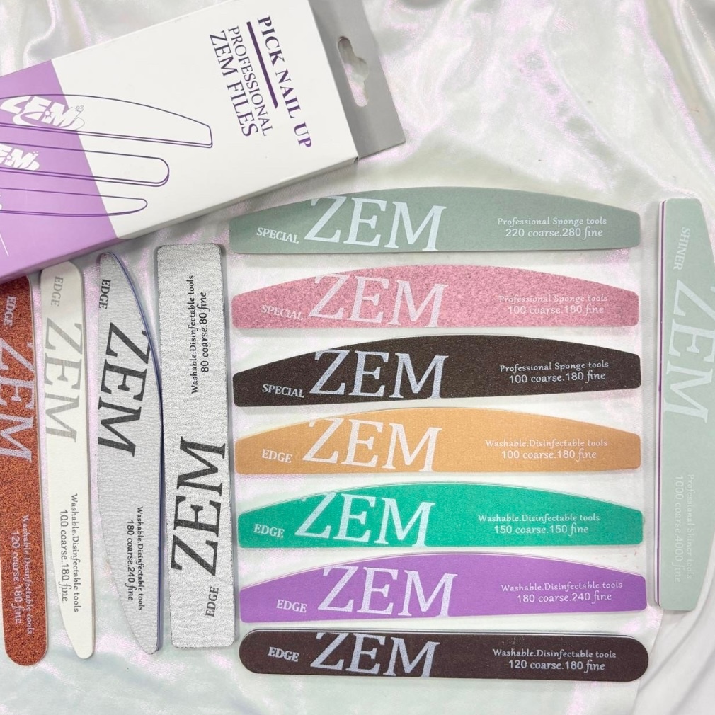 Kit 12 Lixas De Unha ZEM Profissional Polimento Acabamento Gel Acrigel   Luxo Pronta Entrega