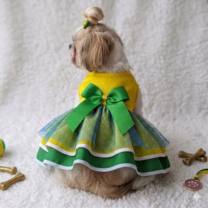 Vestido Pet Seleção Brasileira Brasil – Roupinha Cachorro e Gato
