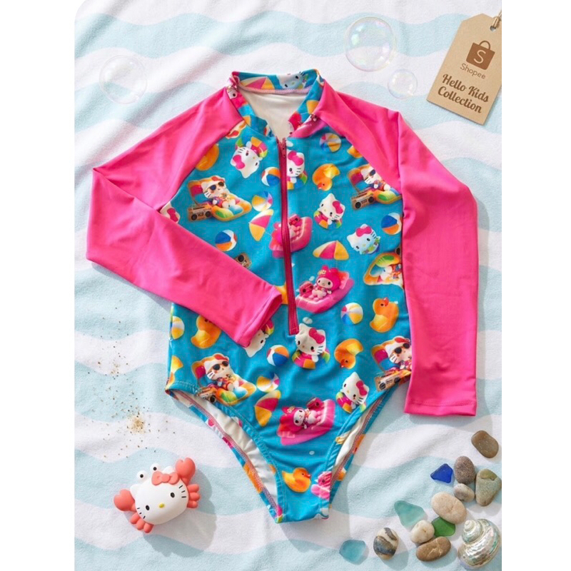 Maiô Infantil Menina Proteção UV + Estampa Hello Kitty / Lilo Stitch