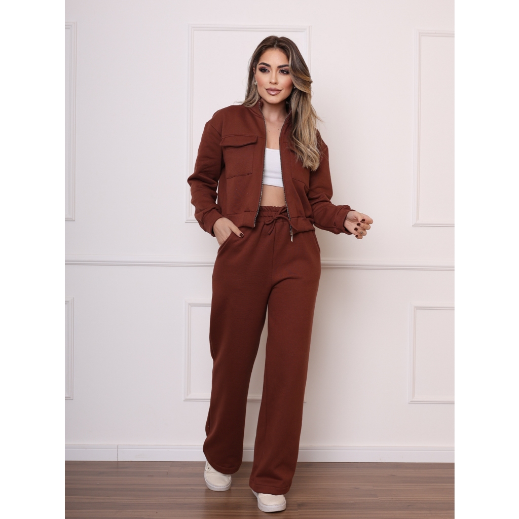 Conjunto Moletom Flanelado Grosso Calça E Casaquinho Moda Inverno COD 092 em Oferta na Shopee