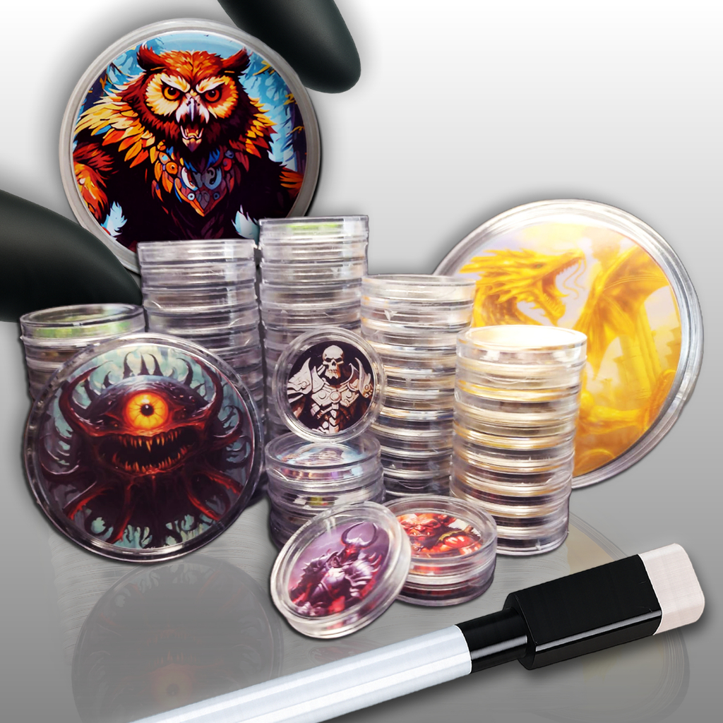 Kit 40+ Miniaturas RPG Riscáveis + Caneta — Tokens D&D em Cápsula Inimigos Icônico
