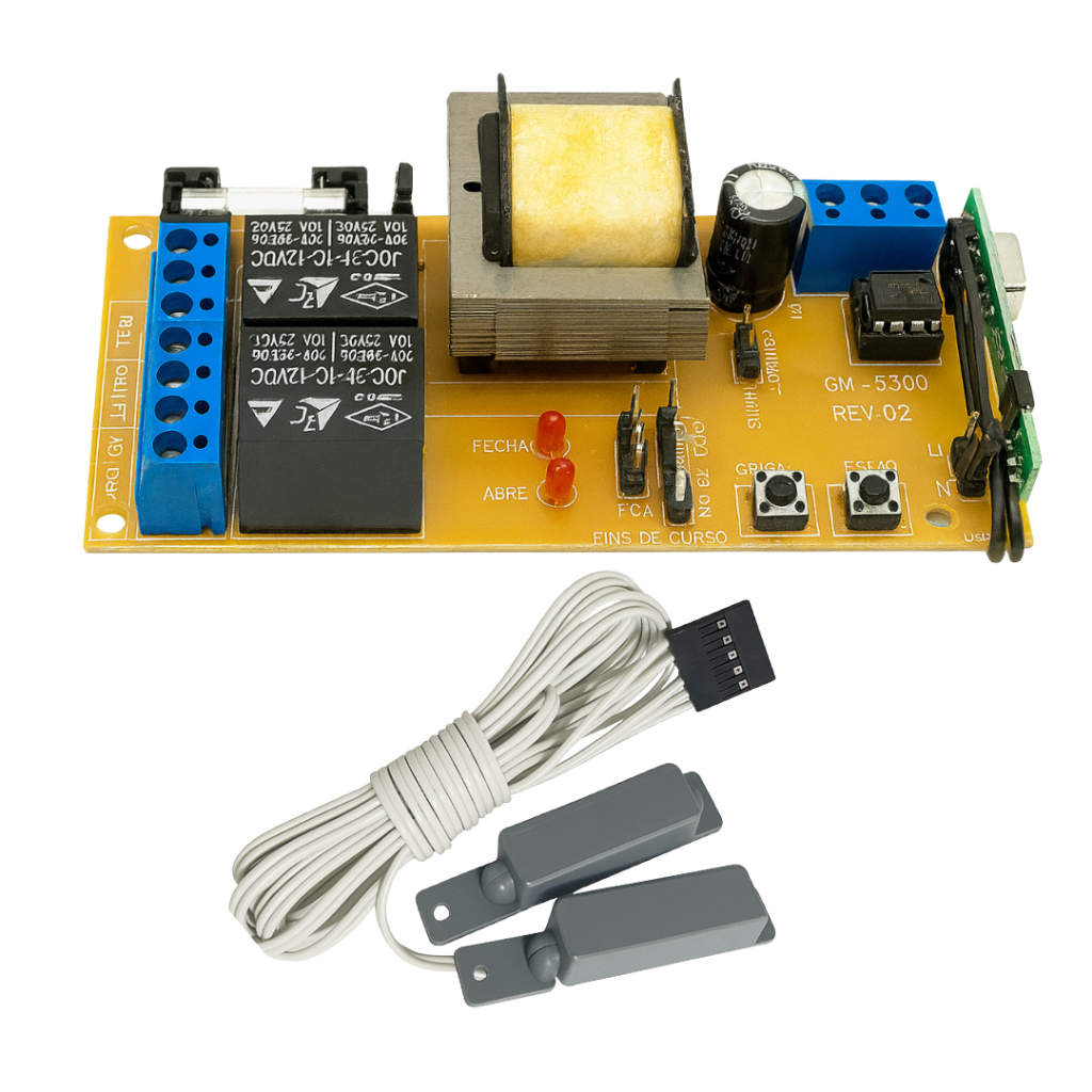 Kit Placa Universal Central De Motor Portão Eletrônico GK-520  e Fim De Curso Garen para Portão Automático