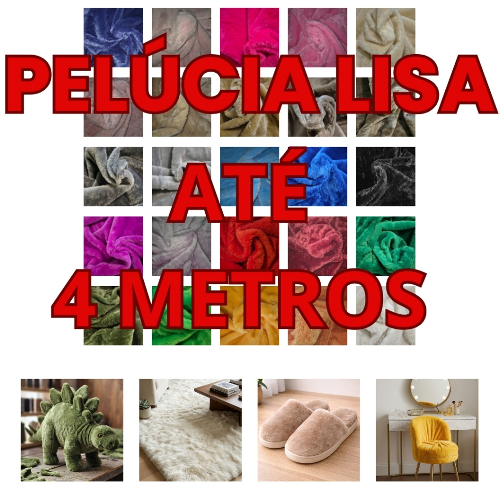 Tecido Pelúcia Lisa Pelican para Artesanato Decoração Confecção 1,00 x 1,60mt Largura