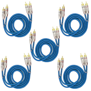Kit 5 Cabo Rca 1 Metro Blindado Svart Azul Cabos De 1m Plug Metalico em Oferta na Shopee