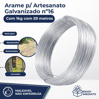 Arame Galvanizado Gerdau N16 fio1,65 mm Rolo com 59MT 1kg para Cercas e amarrações Construção Jardim em Oferta na Shopee