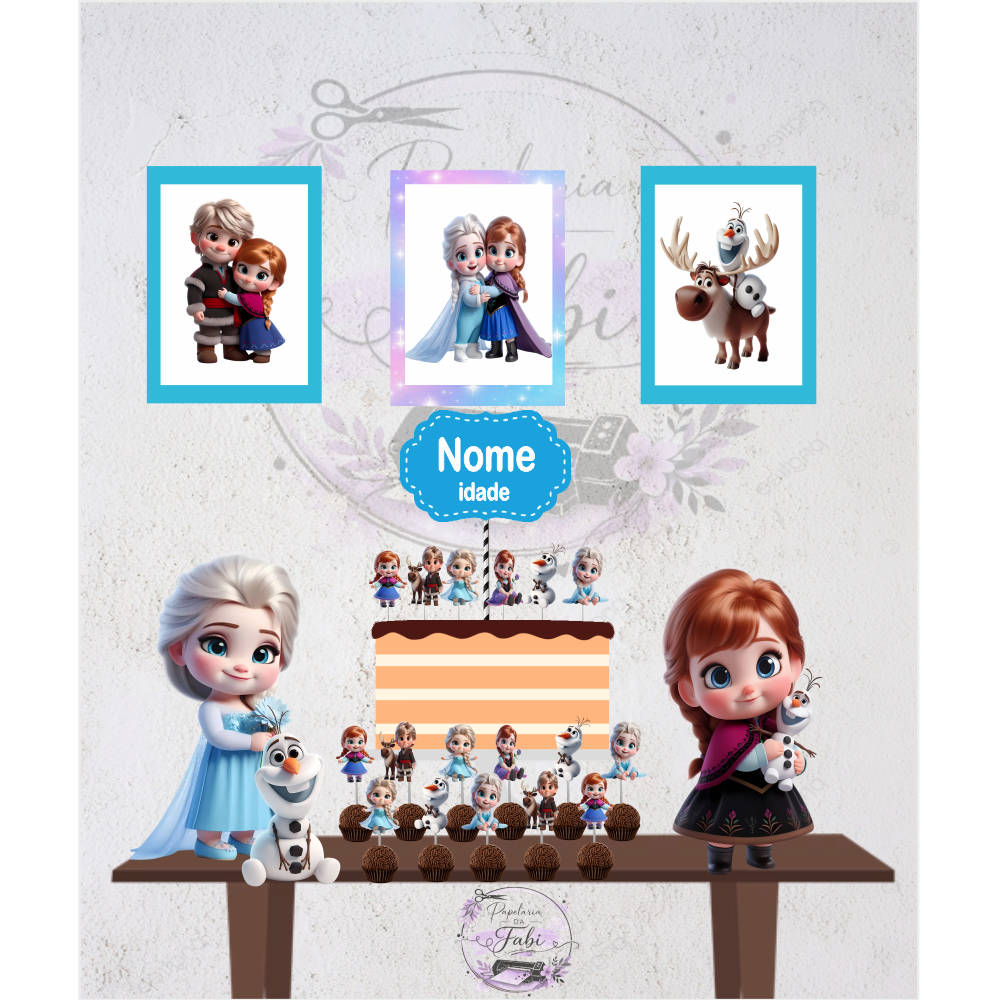 Kit Só um bolinho, festa em casa Frozen Cute - Papel OFFSET - Desenvolvemos todos os temas