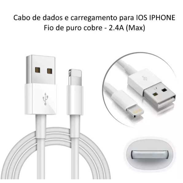 Cabo de Celular USB de Carregamento Rápido/Dados de 1m iPhone 7/8/X/XS/XR/11/12/13 PRO MAX
