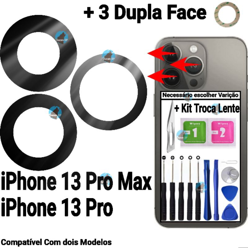 Lente da Câmera IPhone 13 Pro Max / iPhone 13 Pro Vidrinho Traseira Para iPhone 13 Pro Max / iPhone 13 Pro em Oferta na Shopee