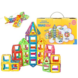 Brastoy Blocos De Montar Magnéticos Brinquedo Educativo Infantil 120 Peças