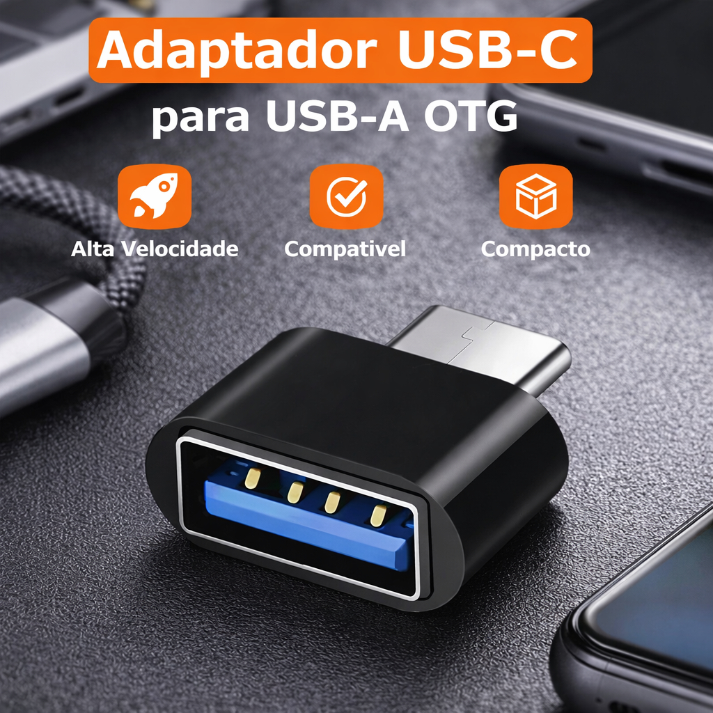 Adaptador OTG USB Tipo C para USB Fêmea USB x USB-C Carregar Dados Celular Tablet Notebook Macbook