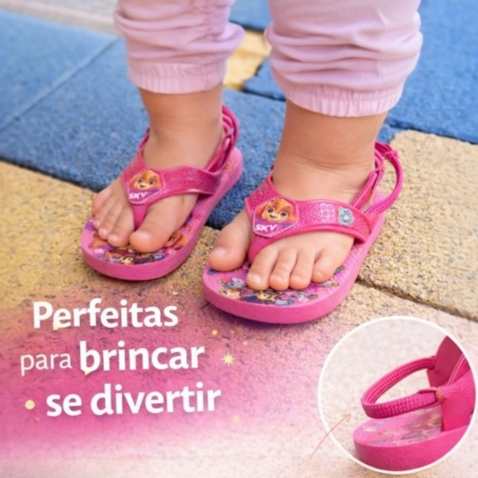 Sandalia Pepete Bebe Menina Feminino Stitch Patrulha Canina Skye Princesas Dia a dia Escola