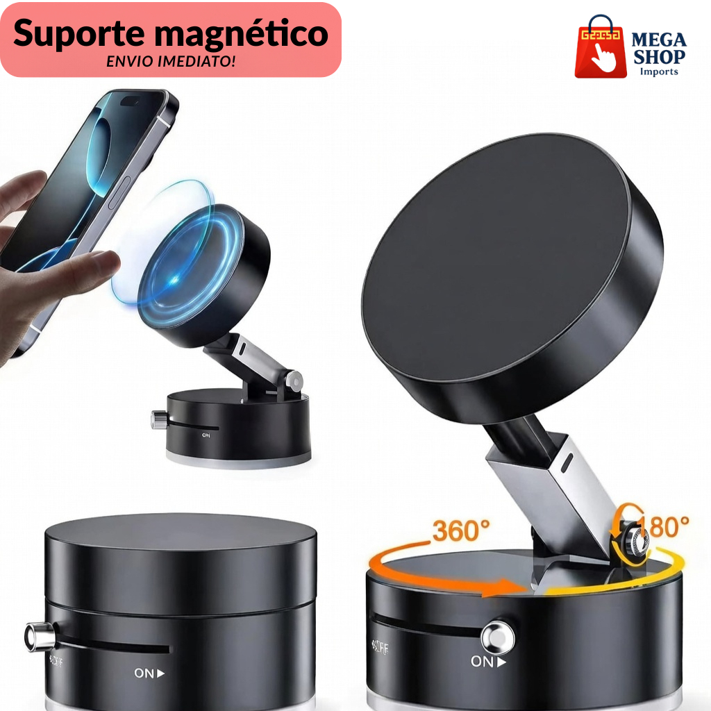 Suporte Magnético Celular MagSafe Dobrável Ajustável 360° Base Mesa Universal iPhone Samsung Xiaomi.