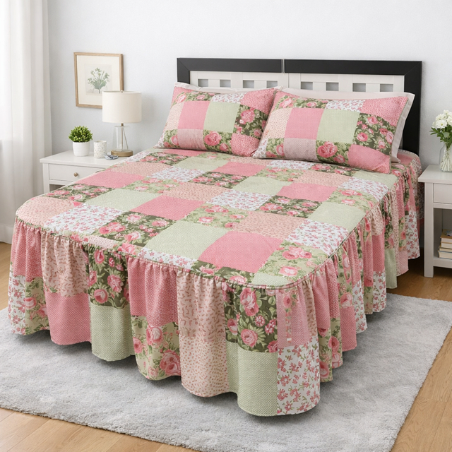 Cobre Leito Casal Padrão Bordado Colcha 3pçs Matelada com Linha 2,45x2,50m Cama Box Várias Estampas Sortidas em Oferta na Shopee
