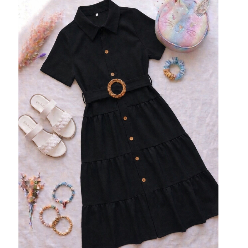 Vestido Infantil Menina Social com manga e Botões – Tendência Moda Kids 2026 em Oferta na Shopee