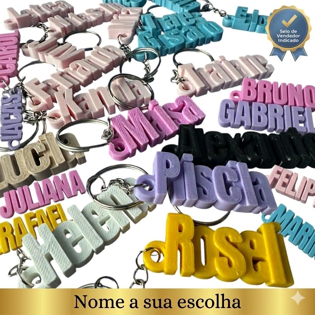 Kit Chaveiro Relevo Personalizado em 3D Com Seu Nome / Variedade de Cores / Presente ou Lembrancinha / Escolha os Nomes