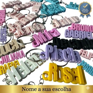 Kit Chaveiro Relevo Personalizado em 3D Com Seu Nome / Variedade de Cores / Presente ou Lembrancinha / Escolha os Nomes
