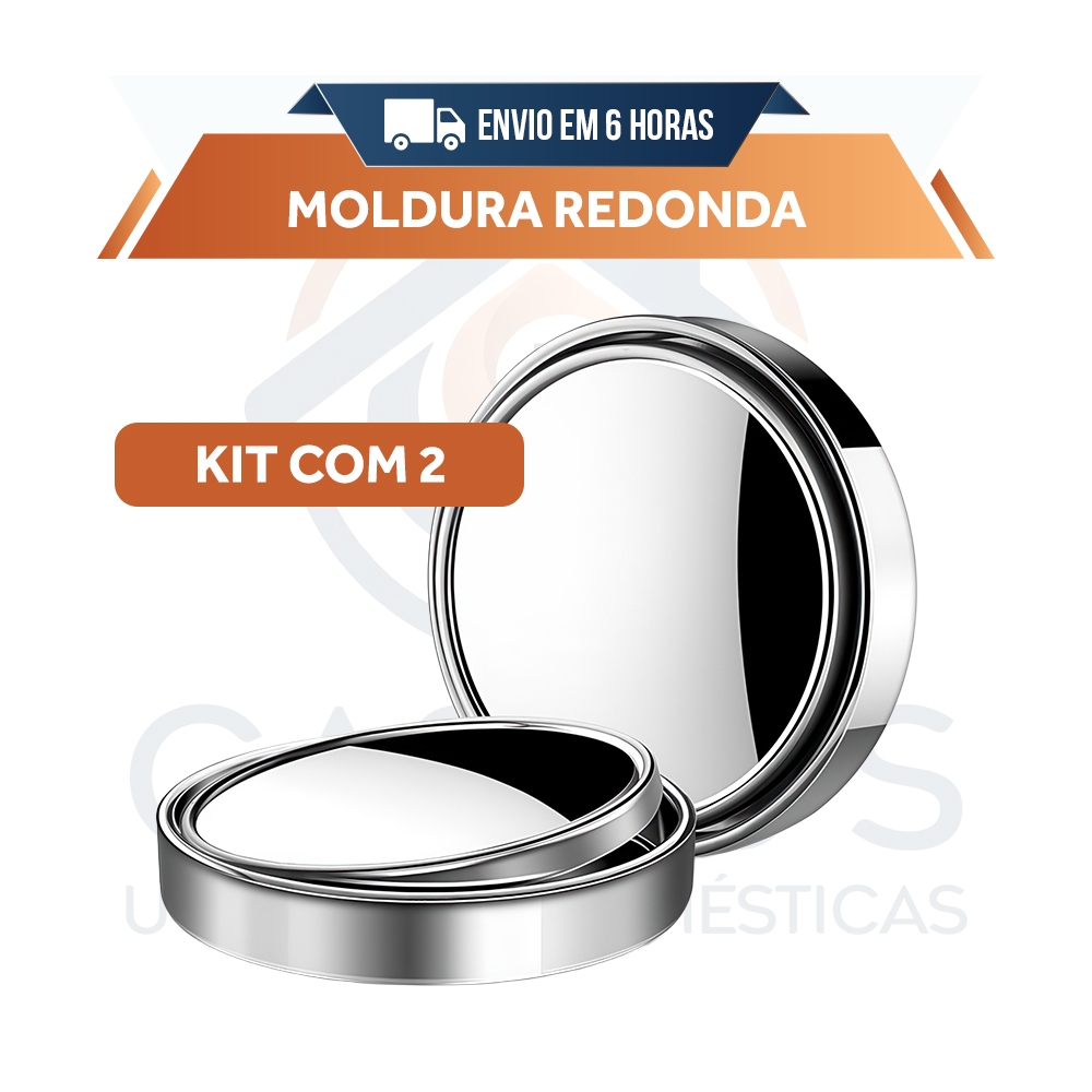 Kit Com 2 Moldura Redonda Convexo Ponto Cego De Ângulo Largo Dirigindo Espelho De Segurança 360o Ajustável Retrovisor