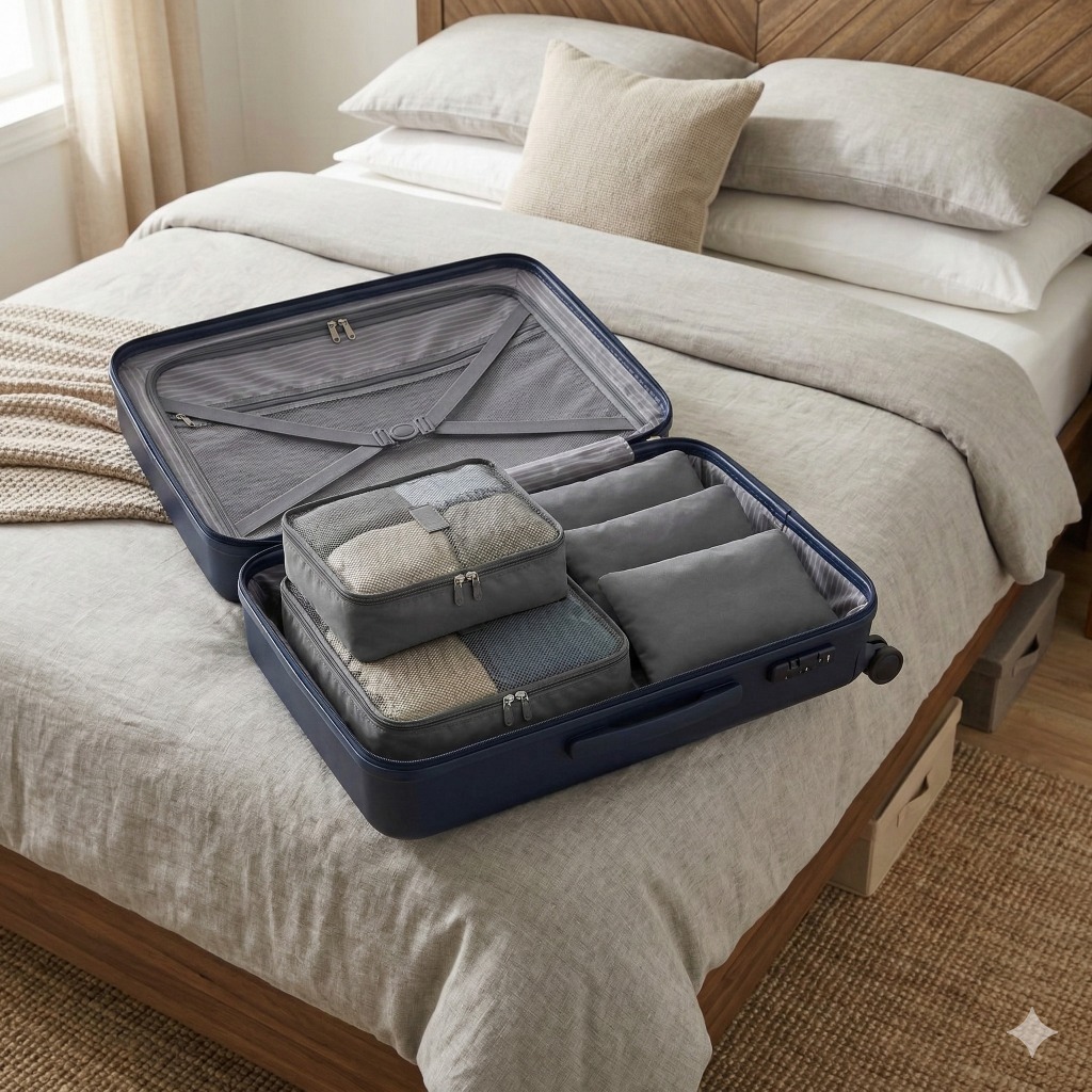 Kit Organizador De Mala Viagem 6 Pecas Bolsas E Necessaire