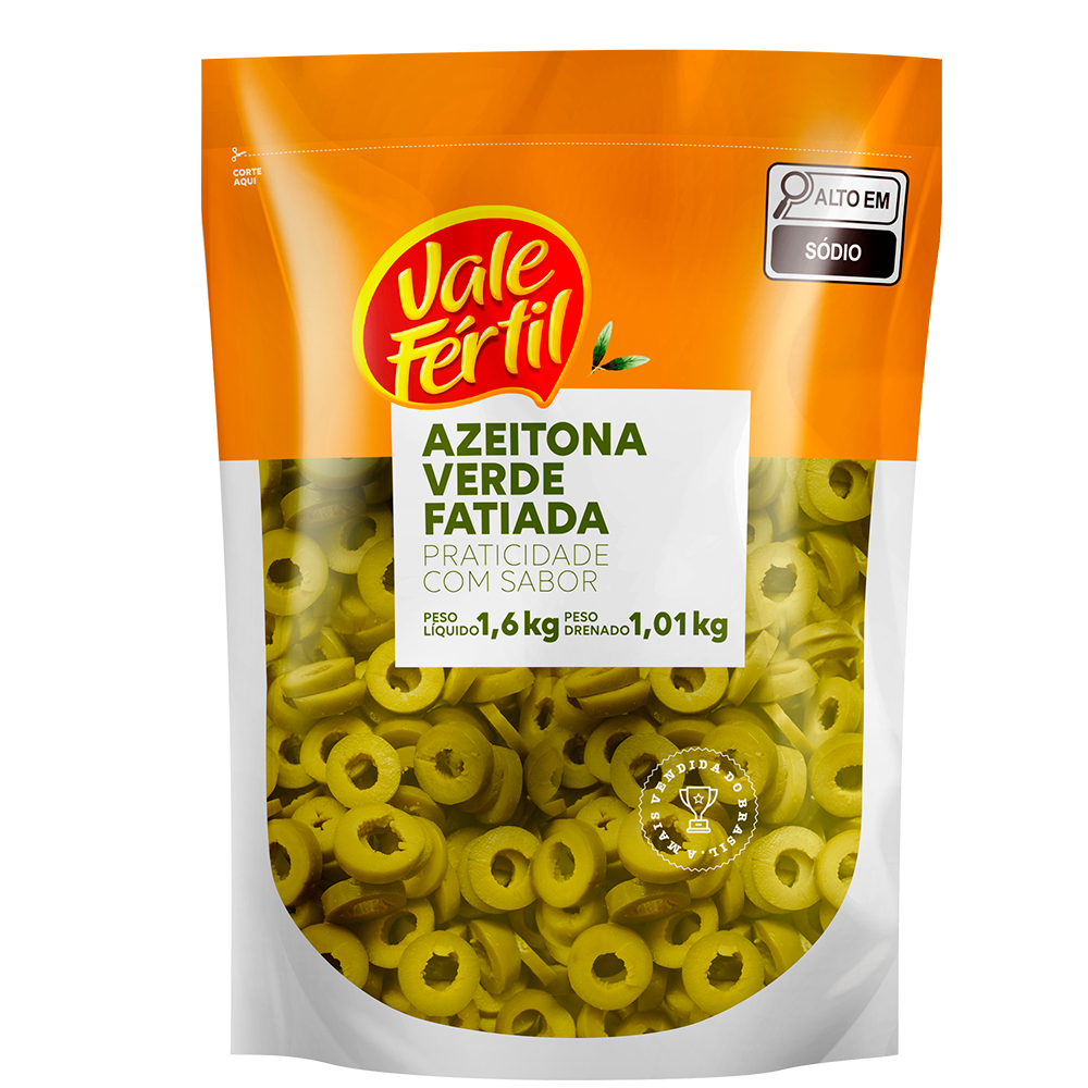 Azeitona Verde Em Conserva Fatiada Vale Fértil Sachê 1,01kg Embalagem Econômica