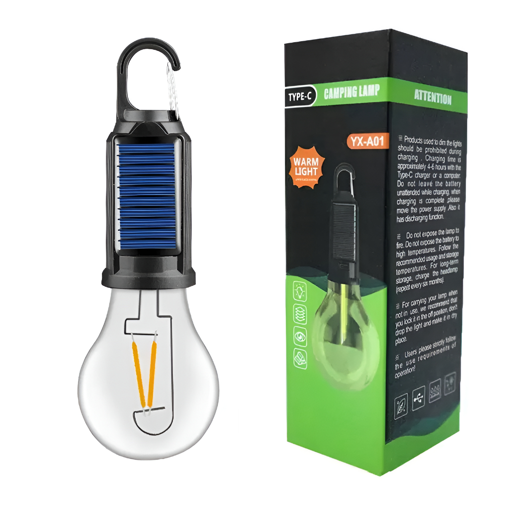 Lâmpada Recarregável Solar Luminária Led Portátil Vintage Lanterna De Emergência Acampamento Trilha