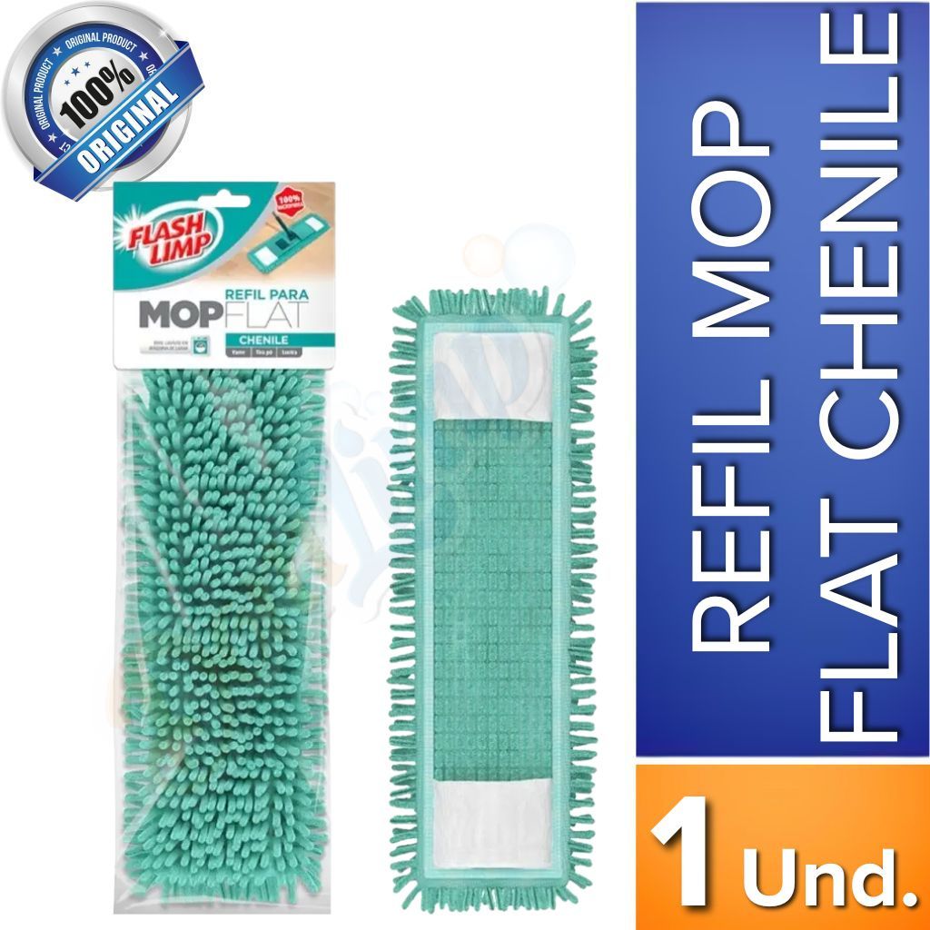 Refil Microfibra Mop Flat Chenille Flash Limp Reposição Mop de Limpeza em Oferta na Shopee