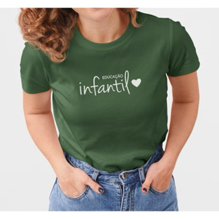 Camiseta Feminina Professora Frase Educação Infantil Profissão 100% Algodão Confortável, Moda Casual em Oferta na Shopee