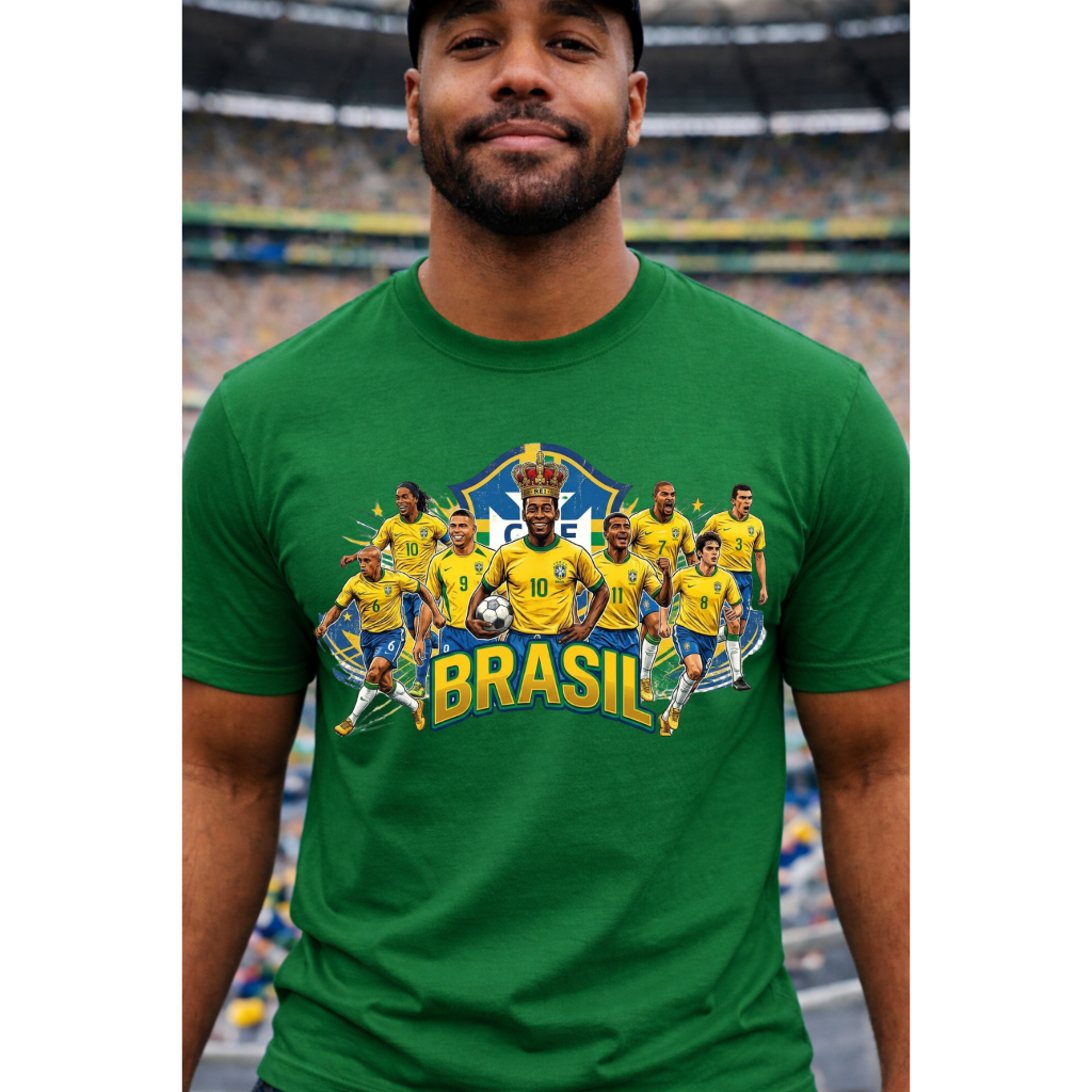 Camiseta Brasil Camisa Copa Lendas Do Futebol 100% Algodão