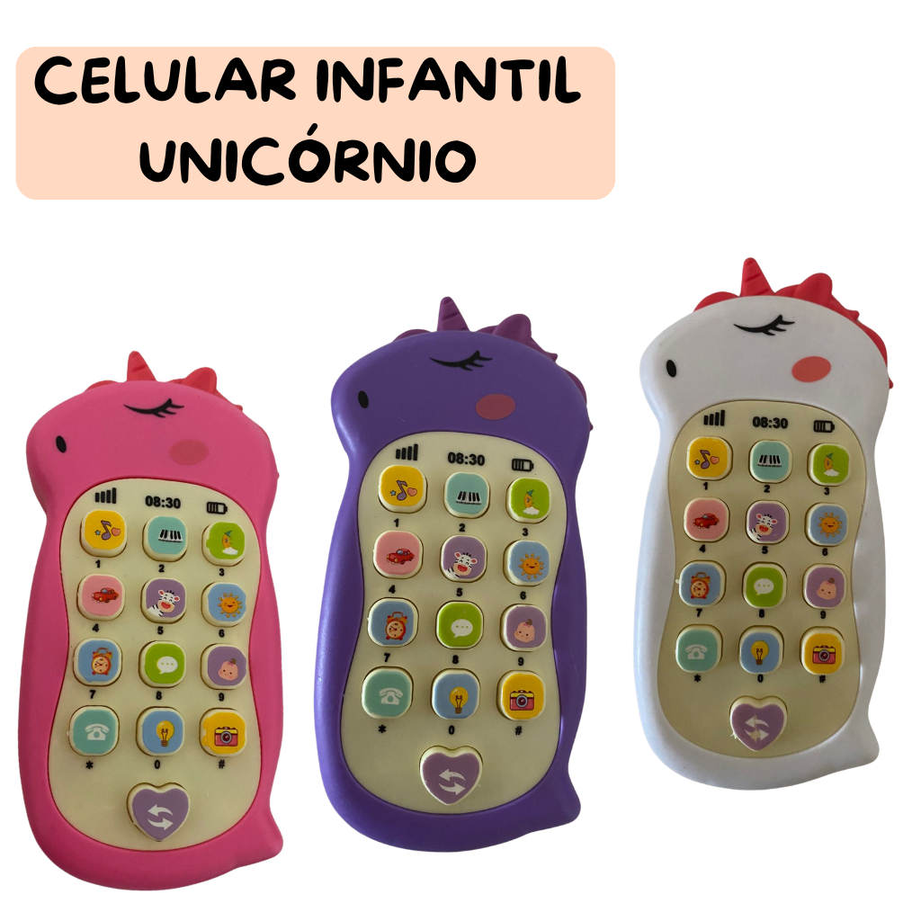 Celular Interativo Infantil Musical telefone com mordedor Educativo Sensorial brinquedo bebê