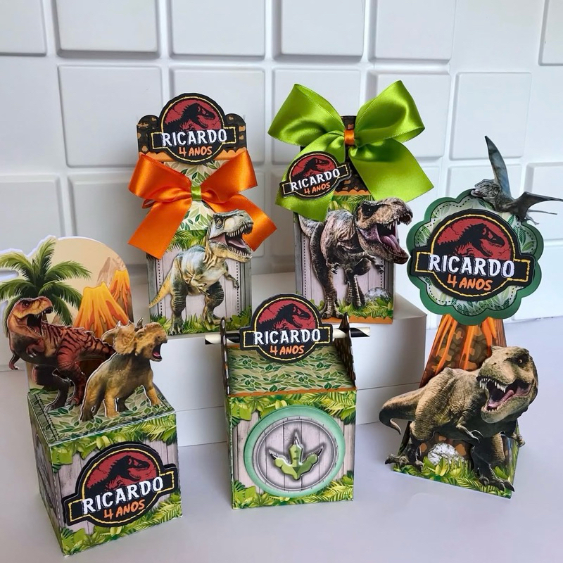 Lembrancinhas Dinossauro Jurassic - Kit Festa - Personalizados - Aniversário - Caixinhas - festa infantil - Caixa - Dino