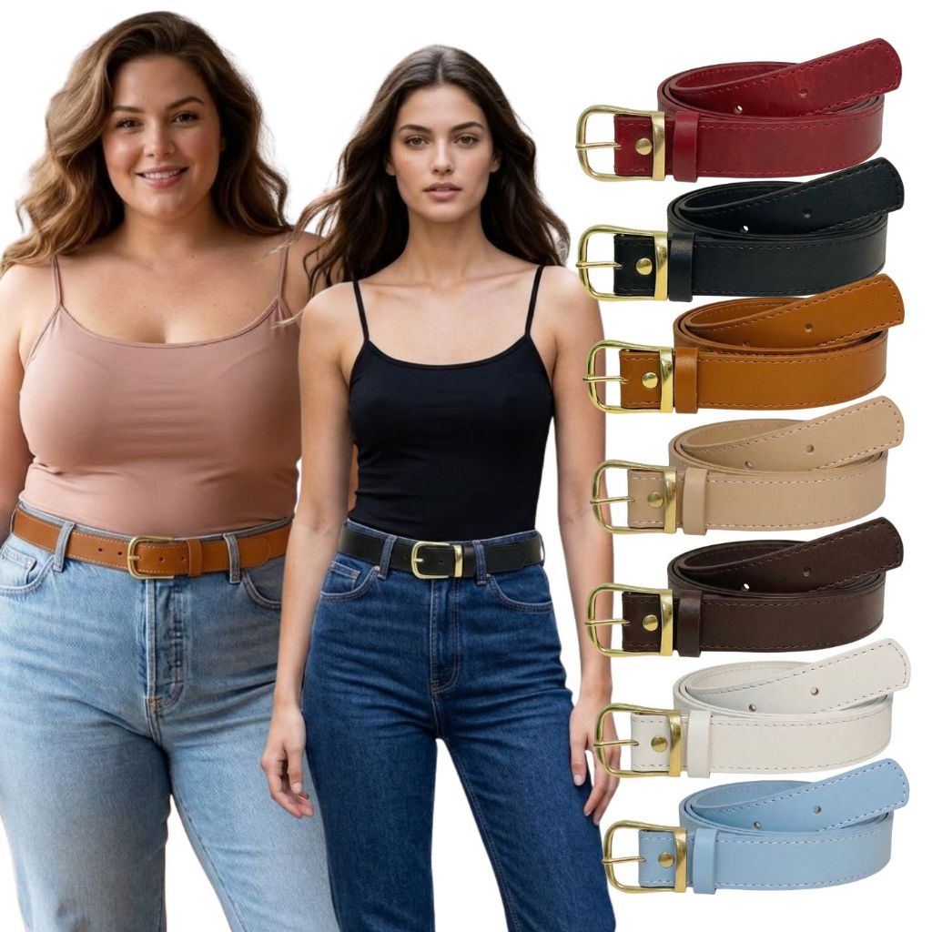 Cinto Feminino da Moda Plus Size Elegante Casual Fivela Dourada Coleção Outono/Inverno 3cm - Angelica